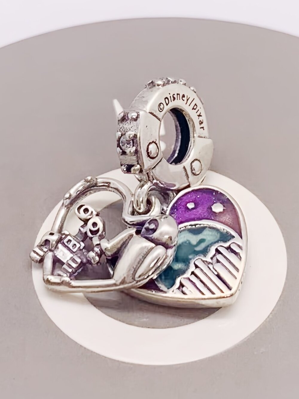 Pandora Disney Charm Pendente a Cuore Eve e Wall-E che si illumina al buio